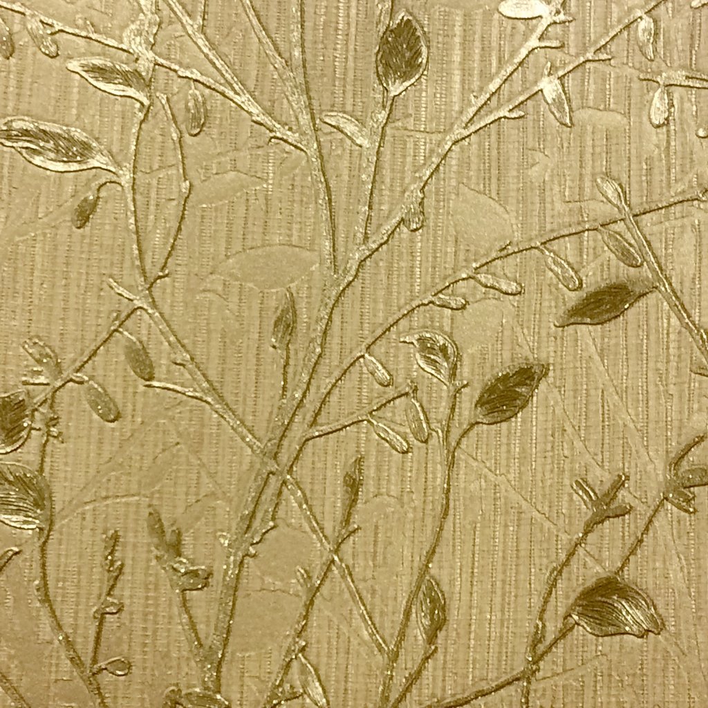Vintage Gold Tree Wallpaper Italian Heavyweight Vinyl Metallic Textured